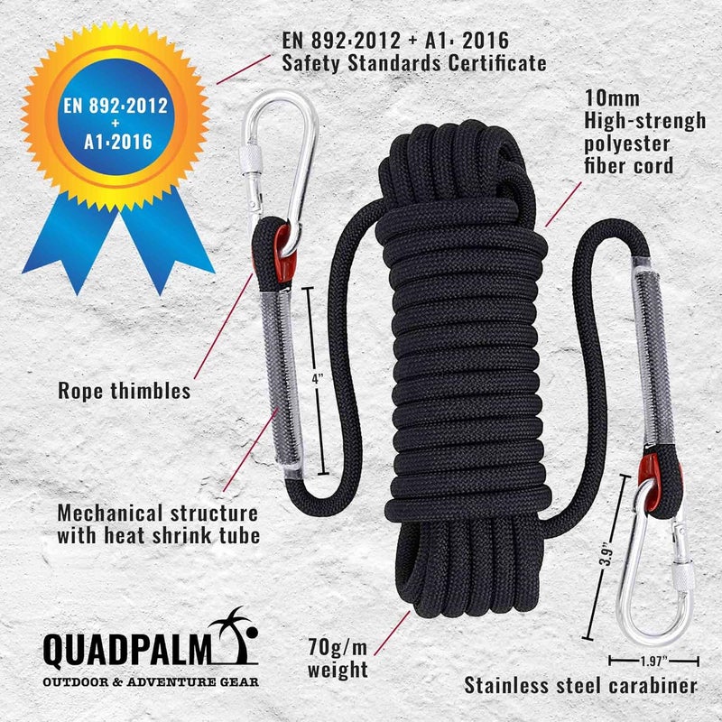 QUADPALM Grappling Hook with 10m Rope – Multifunctional Grapple Hook - 4 Stainless Steel Folding Claws - Heavy Duty - Outdoor Camping Hiking Tree Rock Mountain Climbing Equipment - Image 3